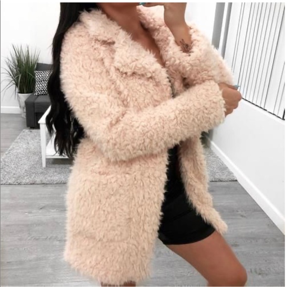 peach fur coat